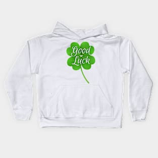 Good Luck wish clover with four leaves Kids Hoodie